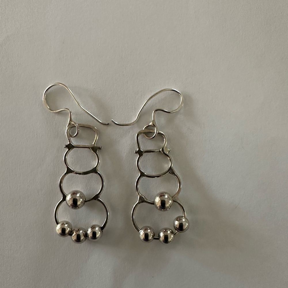Jenni K Snowman Earrings. Sterling Silver